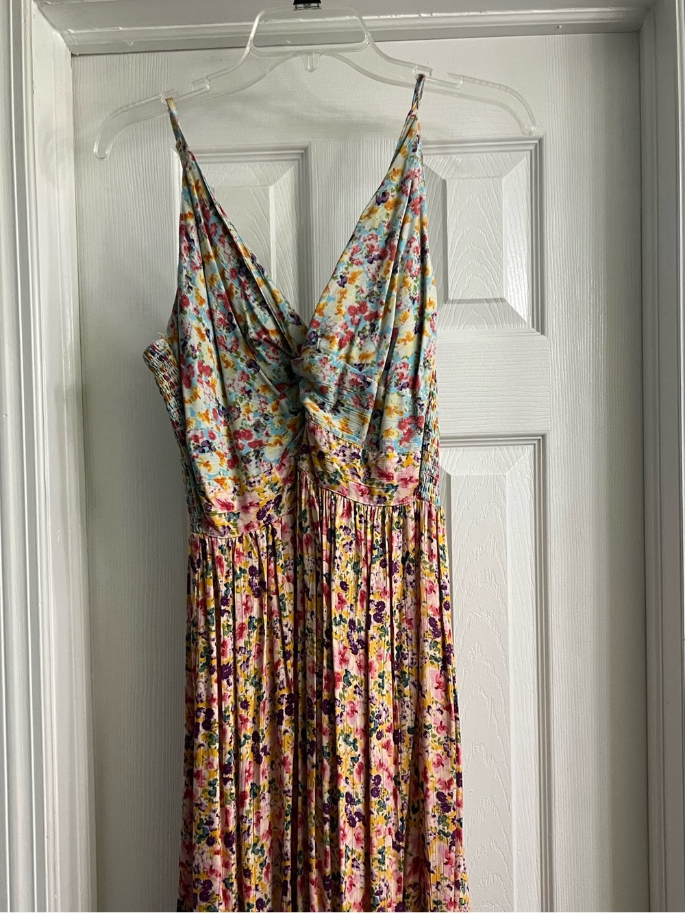 Angie Summer Long Dress in Blue Pink and Yellow Floral